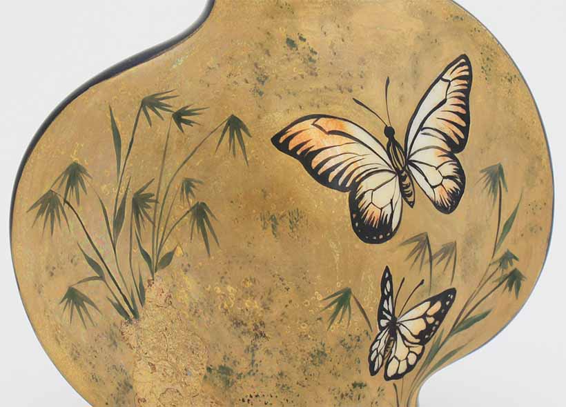 Véronique Etève-Habègre - Peinture sur Porcelaine - Bougeoirs Papillons 