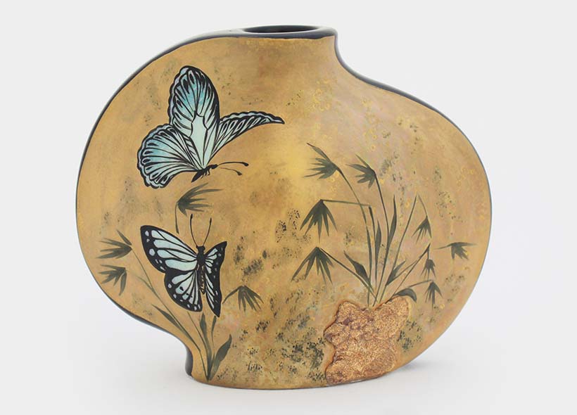 Véronique Etève-Habègre - Peinture sur Porcelaine - Bougeoirs Papillons 