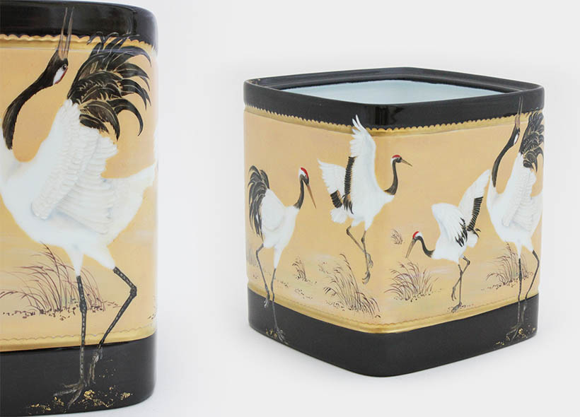Véronique Etève-Habègre - Peinture sur Porcelaine - Cache Pot Oiseaux  