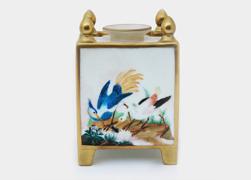 Véronique Etève-Habègre - Peinture sur Porcelaine - Caisse aux oiseaux  