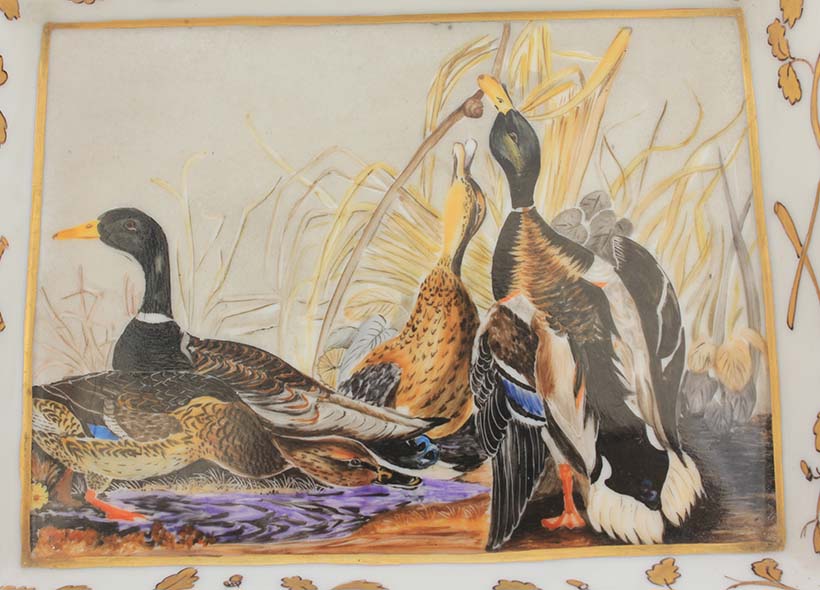 Véronique Etève-Habègre - Peinture sur Porcelaine - Cendrier Canards Audubon 