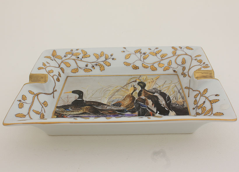 Véronique Etève-Habègre - Peinture sur Porcelaine - Cendrier Canards Audubon 