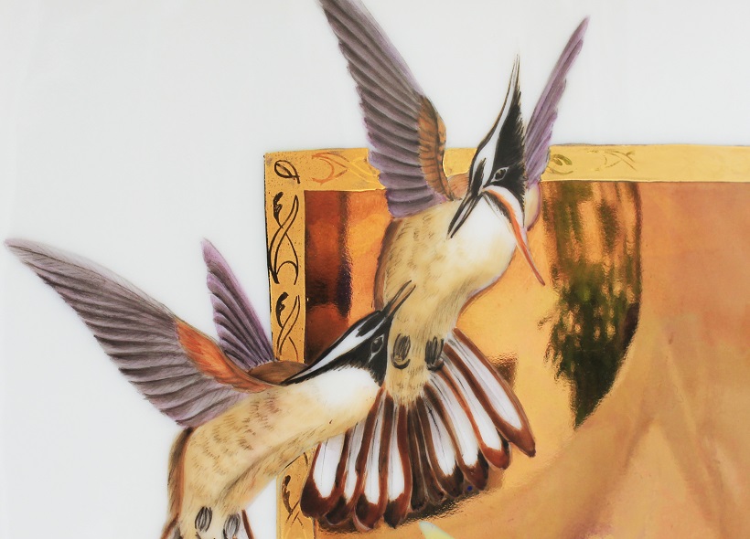 Véronique Etève-Habègre - Peinture sur Porcelaine - Lampe Orchidée et Cuivre  