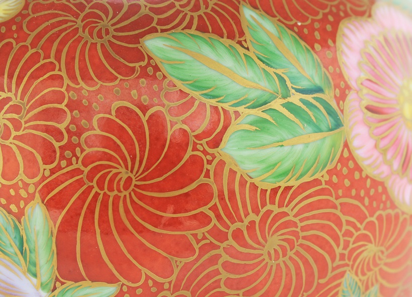 Véronique Etève-Habègre - Peinture sur Porcelaine - Lampe Rouge Fleurs  