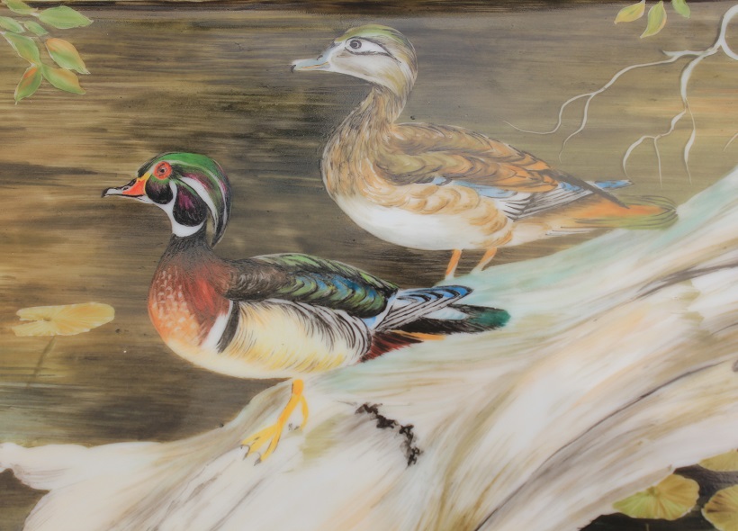 Véronique Etève-Habègre - Peinture sur Porcelaine - Plateau Canards  