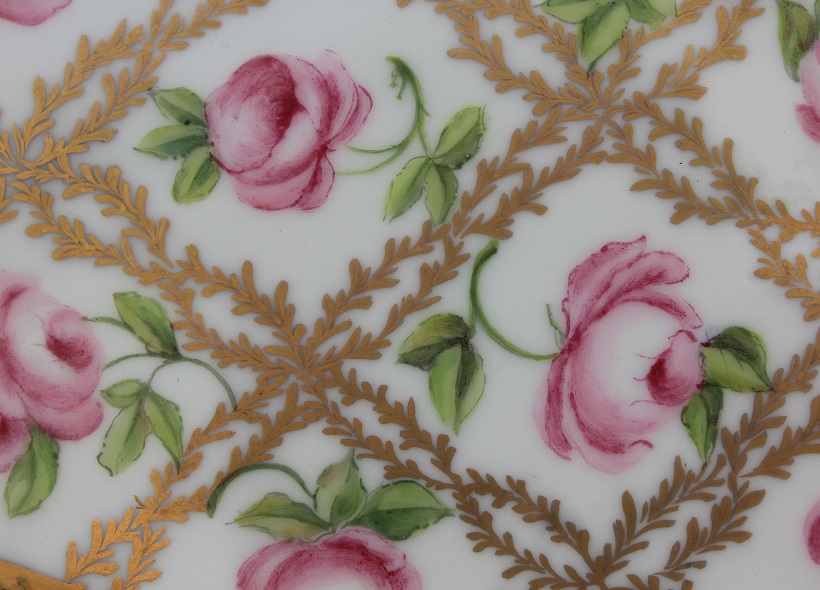 Véronique Etève-Habègre - Peinture sur Porcelaine - Plateau Roses et Or  