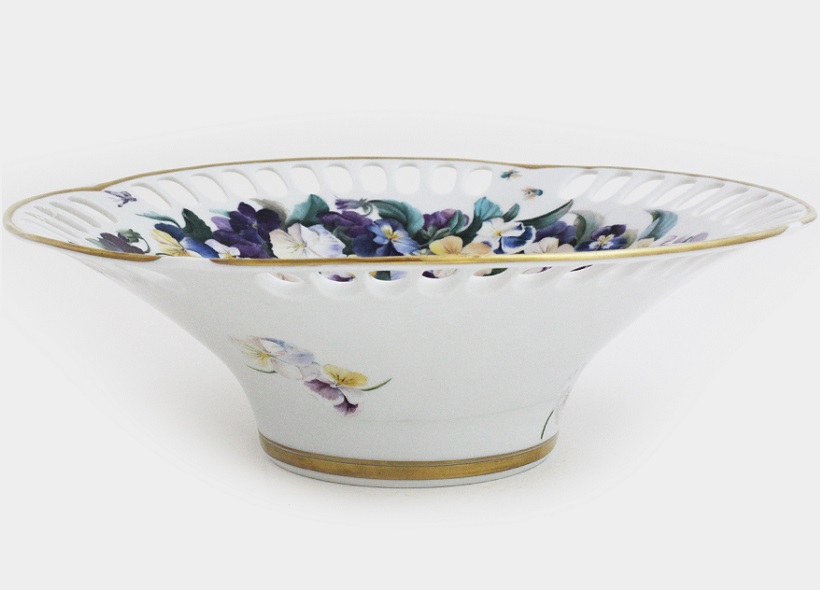 Véronique Etève-Habègre - Peinture sur Porcelaine - Plat Couronne de fleurs  