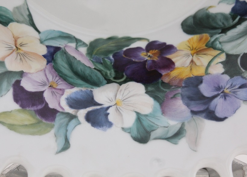 Véronique Etève-Habègre - Peinture sur Porcelaine - Plat Couronne de fleurs  