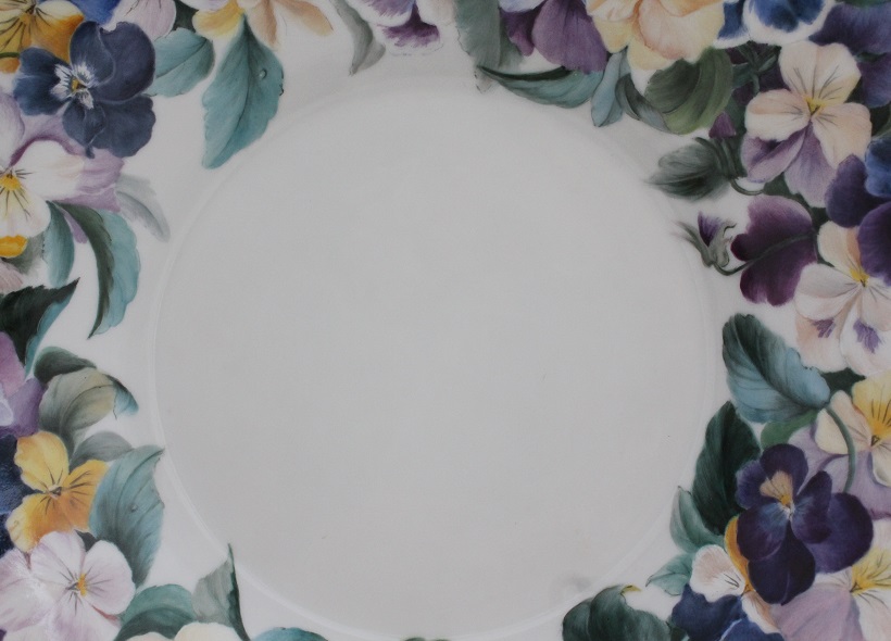Véronique Etève-Habègre - Peinture sur Porcelaine - Plat Couronne de fleurs  