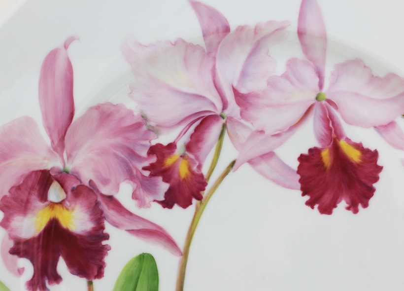 Véronique Etève-Habègre - Peinture sur Porcelaine - Plat Orchidée  