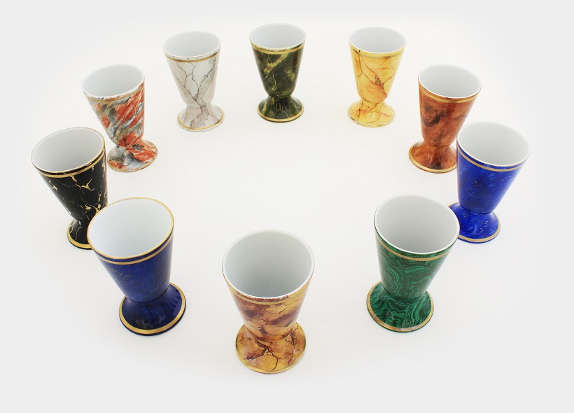 Véronique Etève-Habègre - Peinture sur Porcelaine - Tasse Mazagrans Matières  