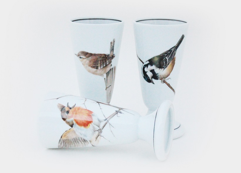 Véronique Etève-Habègre - Peinture sur Porcelaine - Tasse Oiseaux  