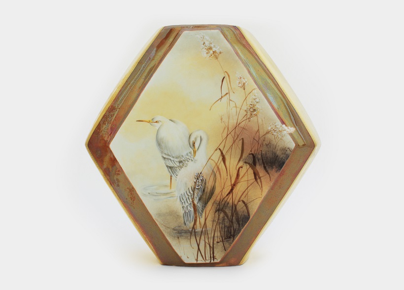 Véronique Etève-Habègre - Peinture sur Porcelaine - Vase Aigrettes  