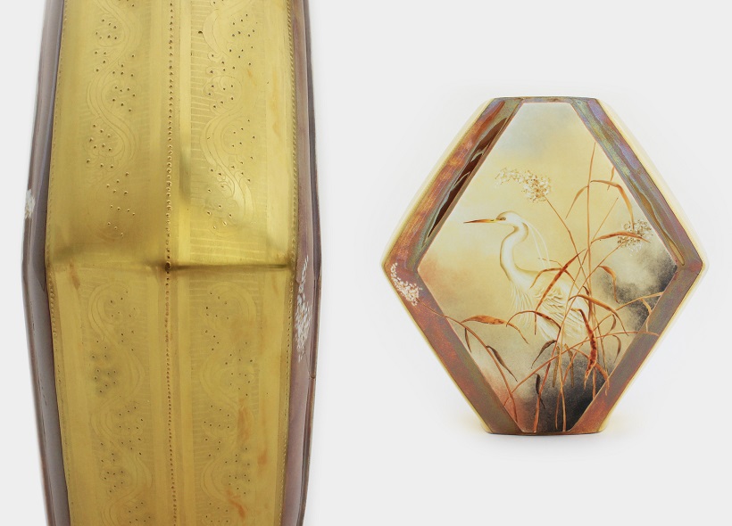 Véronique Etève-Habègre - Peinture sur Porcelaine - Vase Aigrettes  