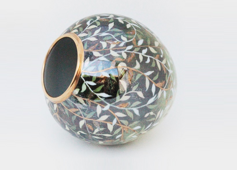 Véronique Etève-Habègre - Peinture sur Porcelaine - Vase Boule et Lianes  