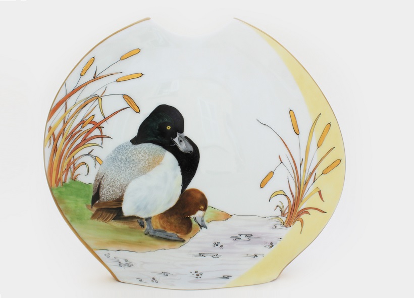 Véronique Etève-Habègre - Peinture sur Porcelaine - Vase Canards  