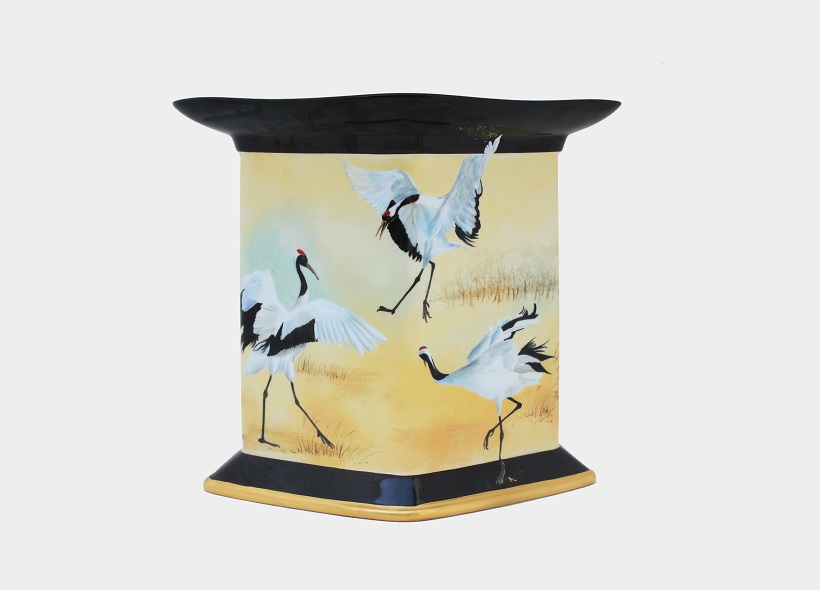 Véronique Etève-Habègre - Peinture sur Porcelaine - Vase Grues  