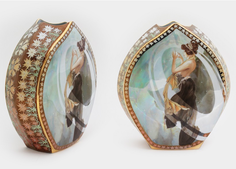 Véronique Etève-Habègre - Peinture sur Porcelaine - Vase Mucha 01  