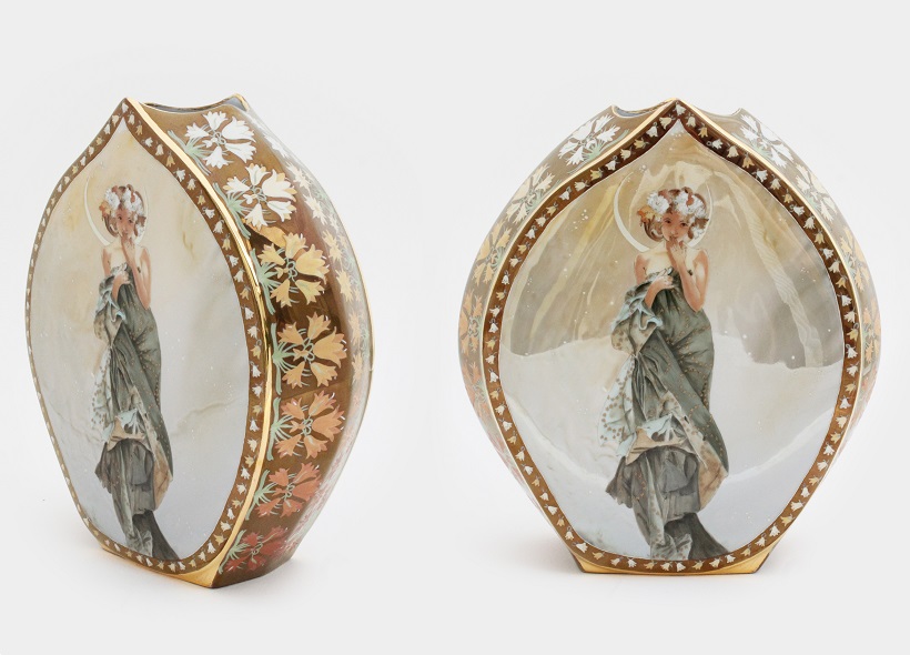 Véronique Etève-Habègre - Peinture sur Porcelaine - Vase Mucha 02  