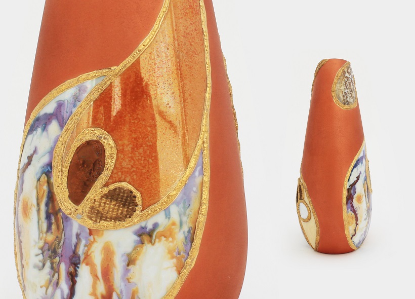 Véronique Etève-Habègre - Peinture sur Porcelaine - Vase Oblong  