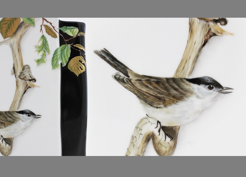 Véronique Etève-Habègre - Peinture sur Porcelaine - Vase Oiseaux  