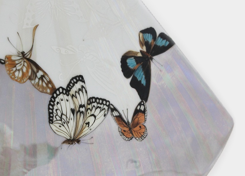 Véronique Etève-Habègre - Peinture sur Porcelaine - Vase Papillons Argent  