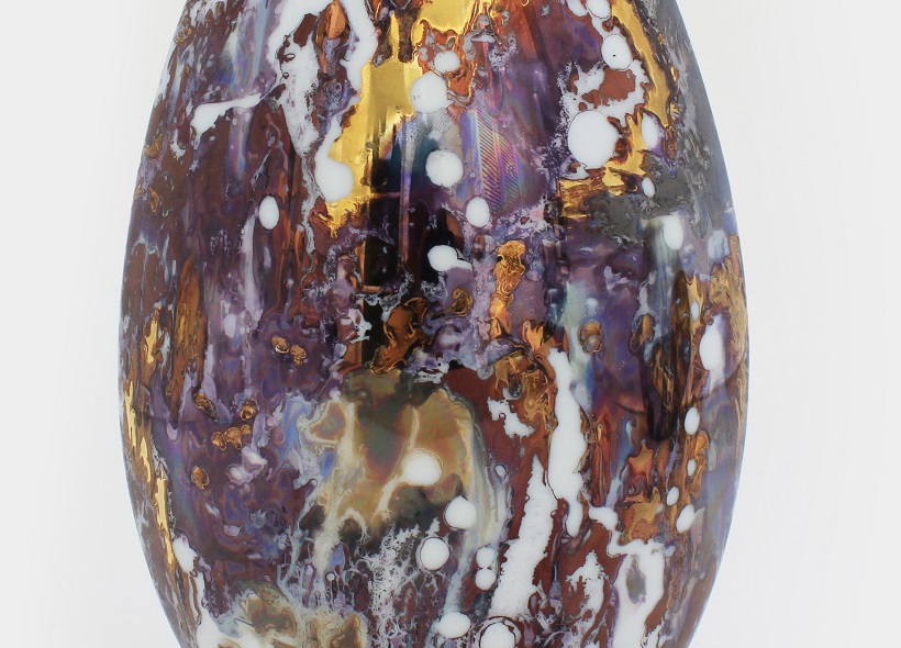 Véronique Etève-Habègre - Peinture sur Porcelaine - Vase Lustre par coulure  
