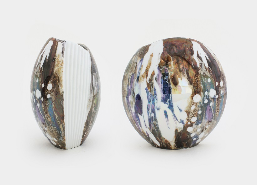 Véronique Etève-Habègre - Peinture sur Porcelaine - Vase Lustre par coulure  