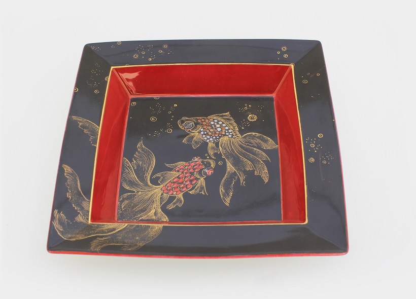 Véronique Etève-Habègre - Peinture sur Porcelaine - Vide-Poches Poissons Chinois  