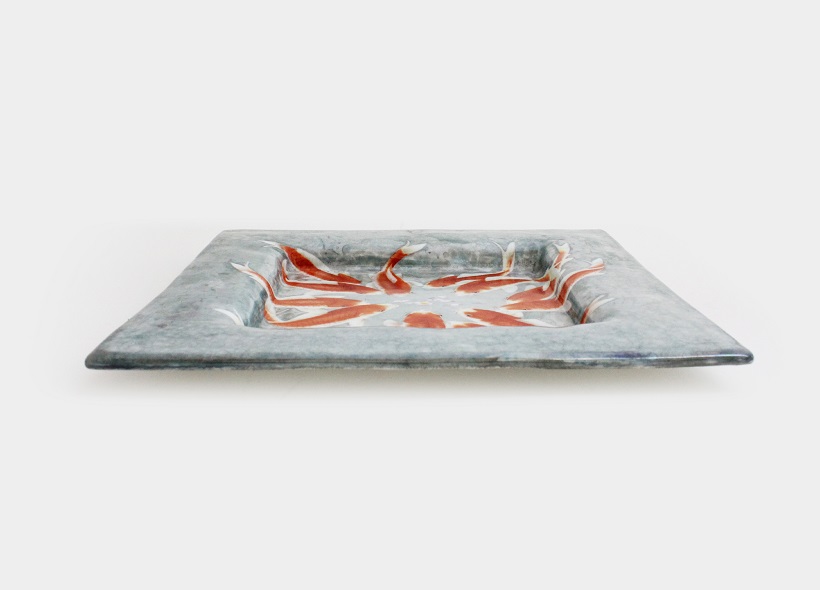 Véronique Etève-Habègre - Peinture sur Porcelaine - Vide-Poches Poissons Rouges  