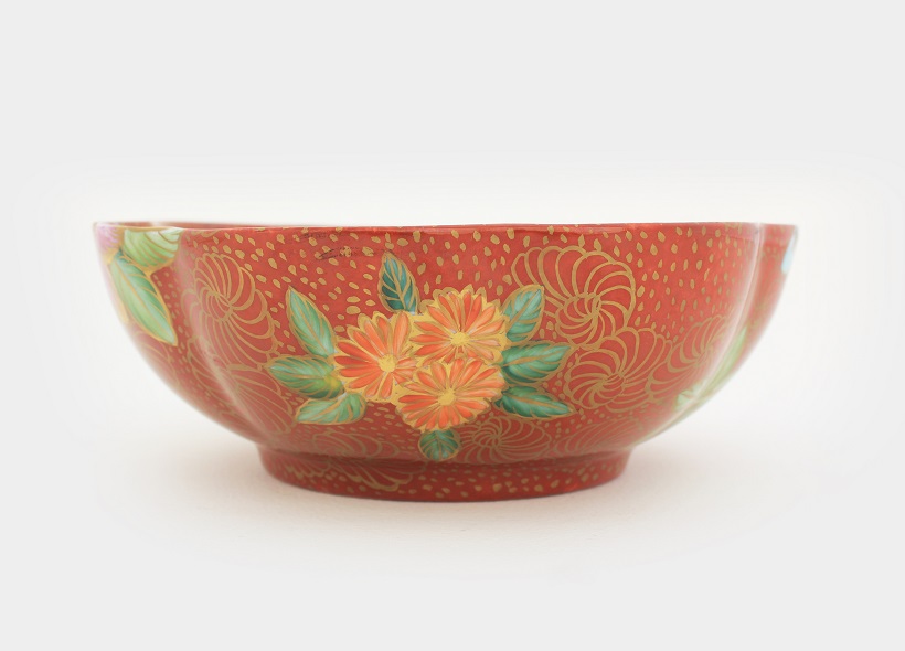 Véronique Etève-Habègre - Peinture sur Porcelaine - Vide-Poches Rouge et Fleurs  